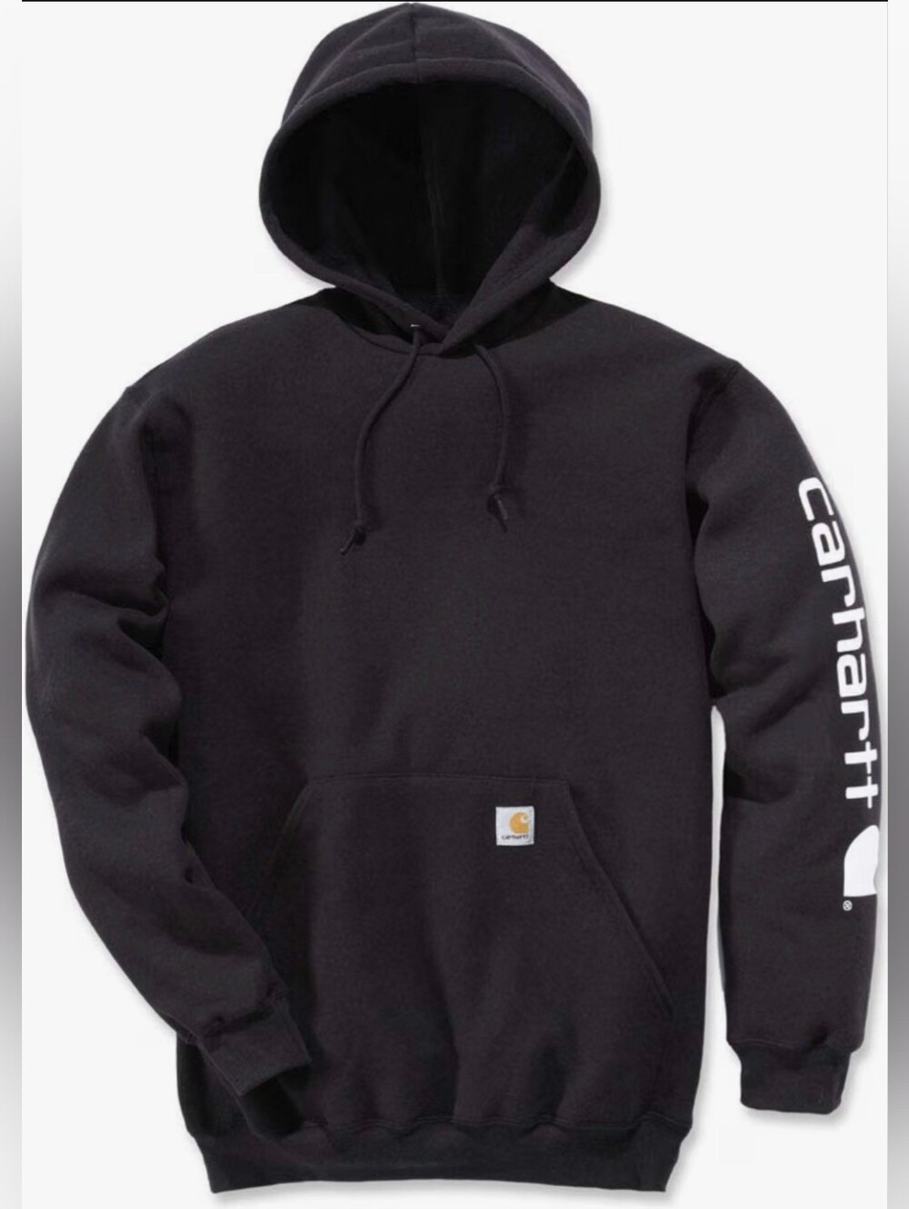 Carhartt Black Hooded Sweatshirt with White Sleeve Logo